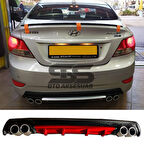 Hyundai Accent Blue Difüzör Arka Tampon Eki 4 Egzoz Çıkışlı Kırmızı Lüx Tip