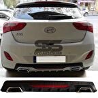 Hyundai i30 Difüzör Arka Tampon Eki 2 Egzoz Çıkışlı Siyah Reflektörlü
