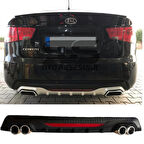 Kia Cerato Difüzör Arka Tampon Eki 4 Egzoz Çıkışlı Siyah Reflektörlü