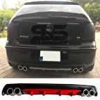 Volkswagen Polo Mk4 Difüzör Arka Tampon Eki 4 Egzoz Çıkışlı Kırmızı Lüx Tip