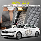 Bmw G30 Antrasit Renk Tay Tüyü Cepli & Terletmez Sırtlı Oto Koltuk Minder Seti - Koltuk Koruma Kılıfı (ÖN & ARKA TAM SET)
