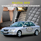 Mazda 323 Antrasit Renk Tay Tüyü Cepli & Terletmez Sırtlı Oto Koltuk Minder Seti - Koltuk Koruma Kılıfı (ÖN & ARKA TAM SET)