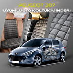 Peugeot 307 Antrasit Renk Tay Tüyü Cepli & Terletmez Sırtlı Oto Koltuk Minder Seti - Koltuk Koruma Kılıfı (ÖN & ARKA TAM SET)