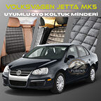Volksvogen Jetta Mk5 Antrasit Renk Tay Tüyü Cepli & Terletmez Sırtlı Oto Koltuk Minder Seti - Koltuk Koruma Kılıfı (ÖN & ARKA TAM SET)