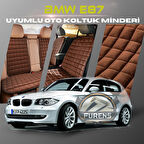 Bmw E87 Kahverengi Renk Tay Tüyü Cepli & Terletmez Sırtlı Oto Koltuk Minder Seti - Koltuk Koruma Kılıfı (ÖN & ARKA TAM SET)
