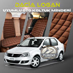Dacia Logan Kahverengi Renk Tay Tüyü Cepli & Terletmez Sırtlı Oto Koltuk Minder Seti - Koltuk Koruma Kılıfı (ÖN & ARKA TAM SET)