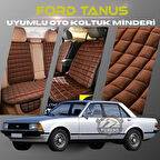Ford Tanus Kahverengi Renk Tay Tüyü Cepli & Terletmez Sırtlı Oto Koltuk Minder Seti - Koltuk Koruma Kılıfı (ÖN & ARKA TAM SET)
