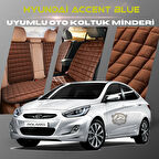 Hyunda Accent Blue Kahverengi Renk Tay Tüyü Cepli & Terletmez Sırtlı Oto Koltuk Minder Seti - Koltuk Koruma Kılıfı (ÖN & ARKA TAM SET)