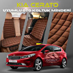 Kia Cerato Kahverengi Renk Tay Tüyü Cepli & Terletmez Sırtlı Oto Koltuk Minder Seti - Koltuk Koruma Kılıfı (ÖN & ARKA TAM SET)
