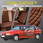 Opel Astra F Kahverengi Renk Tay Tüyü Cepli & Terletmez Sırtlı Oto Koltuk Minder Seti - Koltuk Koruma Kılıfı (ÖN & ARKA TAM SET)