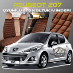 Peugeot 207 Kahverengi Renk Tay Tüyü Cepli & Terletmez Sırtlı Oto Koltuk Minder Seti - Koltuk Koruma Kılıfı (ÖN & ARKA TAM SET)