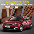 Peugeot 308 Kahverengi Renk Tay Tüyü Cepli & Terletmez Sırtlı Oto Koltuk Minder Seti - Koltuk Koruma Kılıfı (ÖN & ARKA TAM SET)
