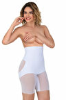 Kadın Beyaz Tül Detaylı Paçalı Duble Boxer Korse 2929