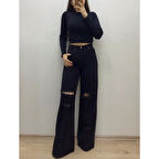 Kadın Yırtıklı Bol kot pantolon 1474211445