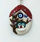 Seramik Nazarlıklı Dekoratif Ev ve Kuşlu Duvar Süsü