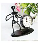 Keman Çalan Metal Adam Masa Saati Ev Ofis Dekor Süs