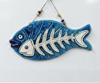 Seramik Kılçıklı Balık Dekoratif El İşi Duvar Süsü Büyük Boy Nazarlık