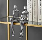 İskandinav Tarz Dekoratif 2 Adet Soyut Düşünen Heykel Biblo Ev Dekorasyon Raf Dekoru Oturma Odası Aksesuar