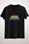 Erkek Siyah Star Wars Rainbow Perspective Gradient Logo  T-Shirt
