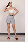 Kadın Gri Kemerli Şort