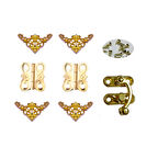 Kutu ve Sandık Aksesuar Seti Sarı Kilit Menteşe Köşe ve Vida Takımı Hobi Ürünleri