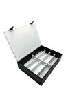 Gözlük Kutusu 8 li Organizer Çıtçıtlı Siyah Beyaz Spesiyal