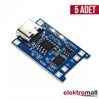 TP4056 Lityum Pil Şarj Modülü TYPE-C - 5 Adet