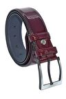 Süzer Deri * 4 cm. Klasik Suni Deri Rugan Kemer Bordo