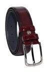 3.5 cm. Klasik Suni Deri Düz Renk Rugan Kemer Bordo