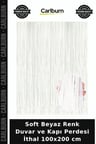 Soft Beyaz Renk Duvar ve Kapı Perdesi İthal 100x200 cm Görsel Fon Salon Dekoru Püsküllü Süs