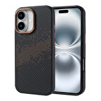Apple iPhone 16 Uyumlu Kılıf Magsafe Şarj Özellikli Karbon Fiber Tasarımlı Vave Kapak
