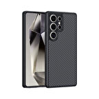 Galaxy S25 Ultra Uyumlu Kılıf Magsafe Şarj Özellikli Karbon Fiber Tasarımlı Elnino Kapak