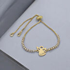 Şıklığı ve Zarafeti Yansıtan, Mevlana Motifli Beyaz Taşlı ve 14 Ayar Altın Plakalı Seda Bilekliği