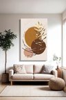 Kanvas Duvar Tablosu Dikey Tekli Salon Mutfak Yatak Odası Ofis Soyut Bohem Altın Yapraklar