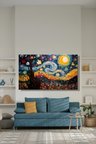 Kanvas Tablo Yatay Tekli Salon Mutfak Yatak Odası Ofis Vincent Van Gogh Yıldızlı Gece 1060