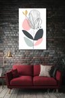 Dekoratif Dikey Kanvas Tablo Tekli Ev Kafe Ofis Pastel Tonlarda Botanik Çizgisel Tasarım 2232