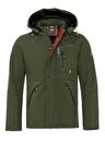 Kürklü Su ve Rüzgar Geçirmez Haki Softshell Kışlık Erkek Mont