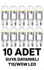 T10 W5w Dipsiz BEYAZ Silikon Led (10 ADET) Suya Dayanıklı Beyaz Park Bagaj Plaka Iç Aydınlatma Uyumlu