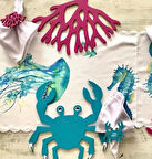 Marine 32x35 cm Yengeç Çok Renkli Silinebilir Amerikan Servis Takımı Tek Kişilik