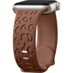 Apple Watch Uyumlu 44 45 46mm Leopar Desenli Yumuşak Silikon Kordon Seri 2 3 4 5 6 Se 7 8 9 10 