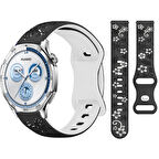 Huawei Watch GT2 GT3 GT4 GT5 46mm İle Uyumlu FloraFlex Çiçek Desenli Silikon Kordon
