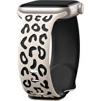 Apple Watch Uyumlu 38 40 41mm Leopar Desenli Yumuşak Silikon Kordon Seri 2 3 4 5 6 Se 7 8 9 10 42mm