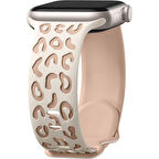 Apple Watch Ultra 1 ve 2 Uyumlu 49mm Leopar Desenli Yumuşak Silikon Kordon