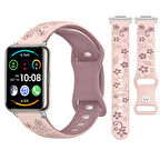 Huawei Watch Fit 2 İle Uyumlu FloraFlex Çiçek Desenli Silikon Kordon
