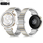Huawei Watch GT5 Pro 42mm İle Uyumlu Renk Detaylı 18mm Paslanmaz Çelik Metal Kordon Kayış
