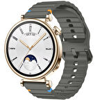 Huawei Watch GT4 41mm İle Uyumlu Dalga Desenli Tokalı Yumusaş Soft Silikon Kordon