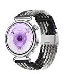 Sneezy Huawei Watch GT6 41mm İle Uyumlu Metal Klips Solo Fiberlink Kumaş Örgü Kordon