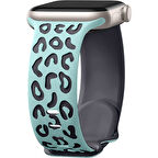 Apple Watch Uyumlu 44 45 46mm Leopar Desenli Yumuşak Silikon Kordon Seri 2 3 4 5 6 Se 7 8 9 10 
