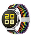 Sneezy Huawei Watch GT 5 41mm İle Uyumlu Metal Klips Solo Fiberlink Kumaş Örgü Kordon