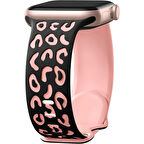 Apple Watch Ultra 1 ve 2 Uyumlu 49mm Leopar Desenli Yumuşak Silikon Kordon